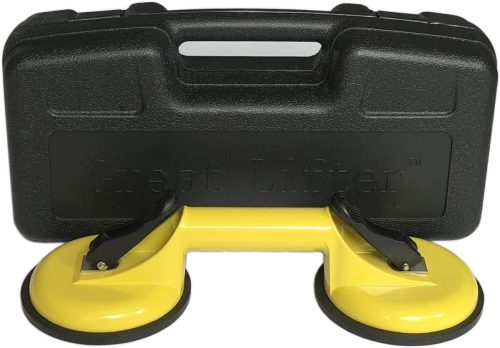 BootyBay Ventuză Dublă - Ridicător cu Vacuum de 60 kg Capacitate pentru Sticlă, Faianță, Plăci Metalice - Set Profesional de Ventuze cu Protecție