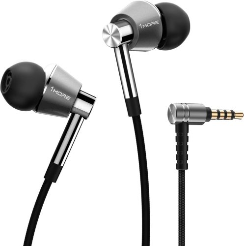 Căști In-Ear 1MORE E1001 Triple Driver - Argintiu, Anulare Zgomot, 20Hz-20kHz, Cablu Detașabil, Jack 3,5mm, Pentru Călătorii și Antrenament