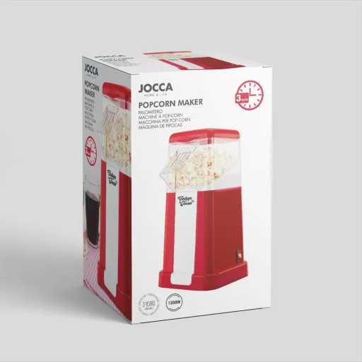 JOCCA 1200W olajmentes popcorn készítő gép retro design piros színben