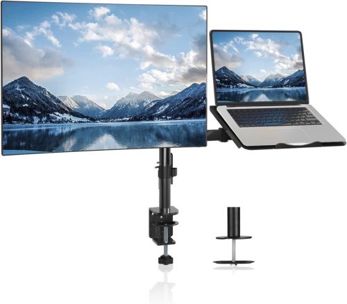 Suptek Asztali Monitor és Laptop Tartó Kar 13-27" Képernyőkhöz - Állítható Magasság, 360° Forgatható, Dönthető, Helytakarékos Megoldás
