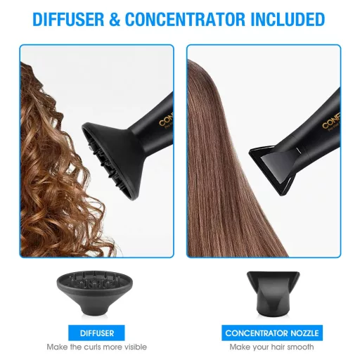 CONFU Uscător de păr profesional cu difuzor, 2300W, negru