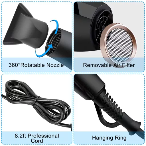 CONFU Uscător de păr profesional cu difuzor, 2300W, negru