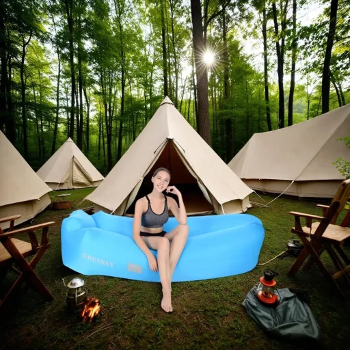 Șezlong Gonflabil Impermeabil SHENKEY, Portabil, pentru Camping și Plajă