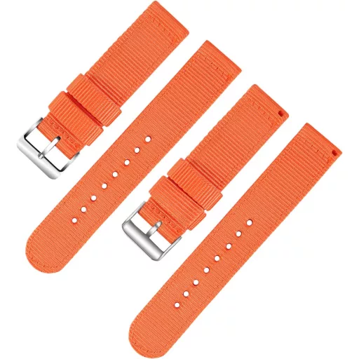 OLLREAR Unisex Nylon Óraszíj Ezüst Fém Csattal 20 mm narancs