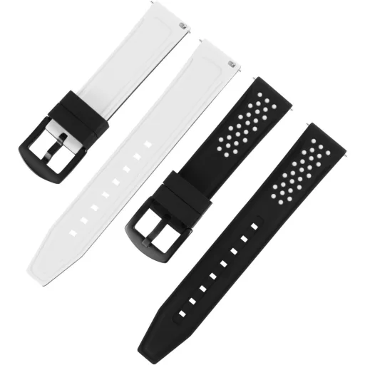 OLLREAR Uniszex Szilikon Óraszíj Fekete Rozsdamentes Acél Csattal 22 mm