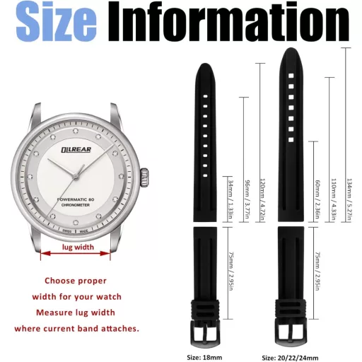 OLLREAR Szilikon Óraszíj Rozsdamentes Acél Csattal 18-24mm