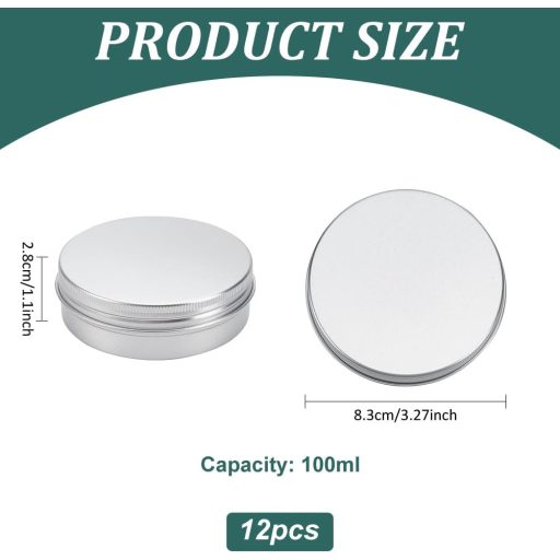 BENECREAT 12 db 100 ml Alumínium Fém Tégely Csavaros Fedővel Kozmetika Gyertya Balzsam Tároláshoz
