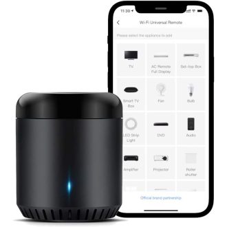  Broadlink RM Mini3 Smart Home Hub - Univerzálny IR Diaľkový Ovládač pre Smartfón, WiFi Ovládanie, 8m Dosah, Čierny