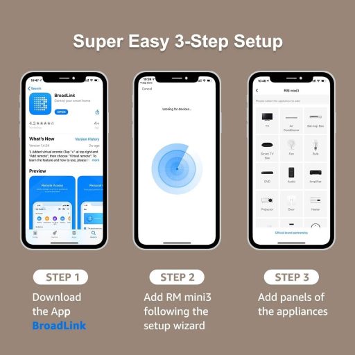 Broadlink RM Mini3 Hub Smart Home - Telecomandă Universală IR pentru Smartphone, Control WiFi, Rază de Acțiune 8m, Negru