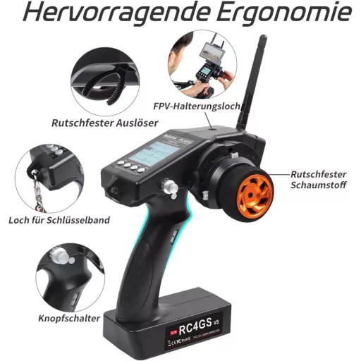 Radiolink RC4GS V3 5 csatornás távirányító giroszkóppal 2.4GHz autóhoz drónhoz