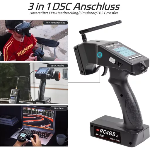 Radiolink RC4GS V3 5 csatornás távirányító giroszkóppal 2.4GHz autóhoz drónhoz