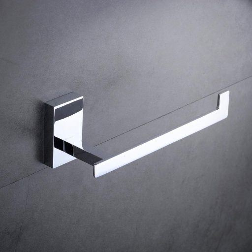 Suport pentru hârtie igienică de perete Kelelife - Alamă cromată, fixare autoadezivă, finisaj lustruit, accesoriu pentru baie