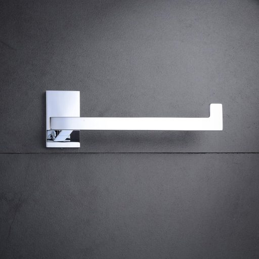 Suport pentru hârtie igienică de perete Kelelife - Alamă cromată, fixare autoadezivă, finisaj lustruit, accesoriu pentru baie