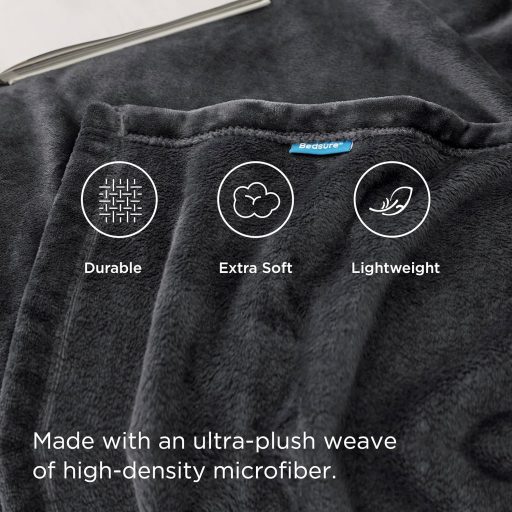 BEDSURE XXL Mekana Fleece Deka 220x240 cm, Topla Zimska Pled za Kauč, Tamnosiva