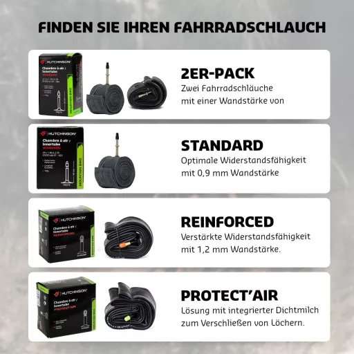 Hutchinson Standard Kerékpár Belső Gumi Presta Szelep 0,9mm 2db - 26x1.7, Schrader