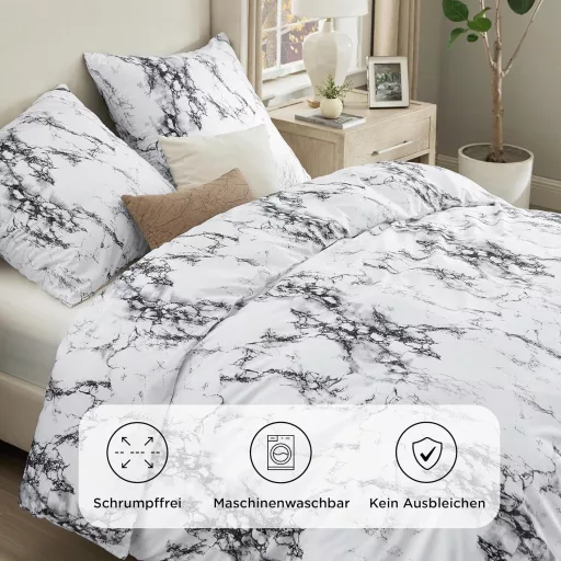 Bedsure 3-dielna súprava obliečok z mikrovlákna 200x200 cm mramorová biela