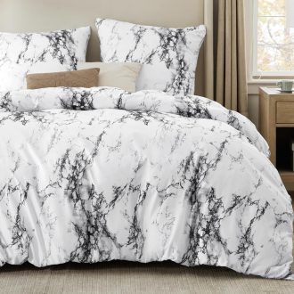   Bedsure 3-dielna súprava obliečok z mikrovlákna 200x200 cm mramorová biela