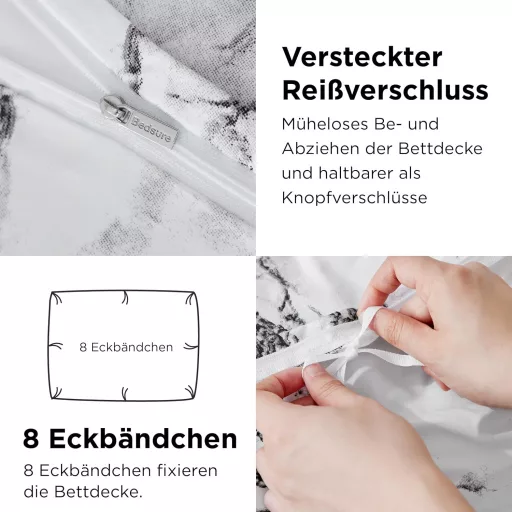 Bedsure 3-dielna súprava obliečok z mikrovlákna 200x200 cm mramorová biela