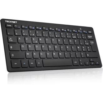   TECKNET Bezdrôtová klávesnica – Mini 2.4G, Tenký dizajn, Batéria s dlhou životnosťou, 12 multimediálnych tlačidiel, AZERTY, pre Windows 10/11 PC