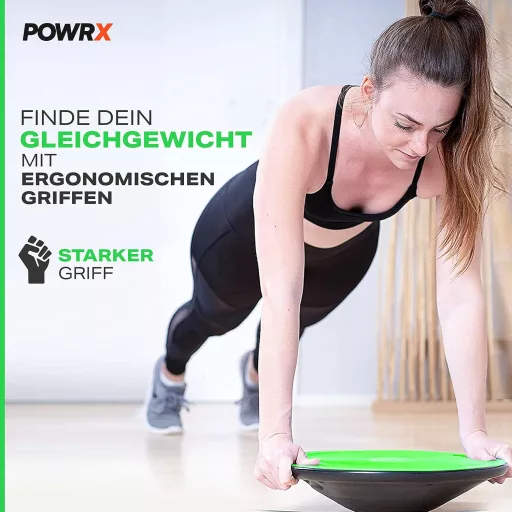POWRX 40 cm-es egyensúlyozó tábla fogantyúval, zöld - terápiás balanszozó korong