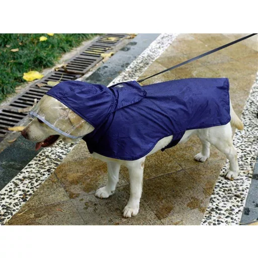 Kutya esőkabát, Hordozható Vízálló Kutyaruha, Kék, M Méret Újracsomagolt termék