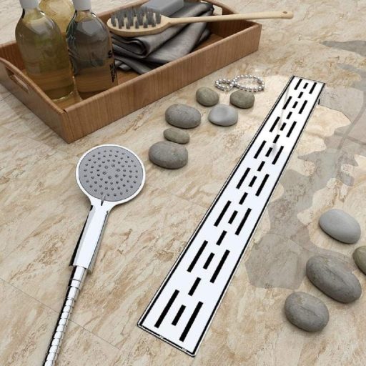 Sprchový žľab AICA 90 cm z nehrdzavejúcej ocele, lineárny model, strieborný