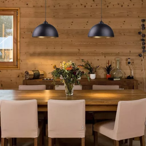 FRIDEKO HOME Lampă de tavan industrială semicirculară 30cm Neagră E27 Pendul Vintage