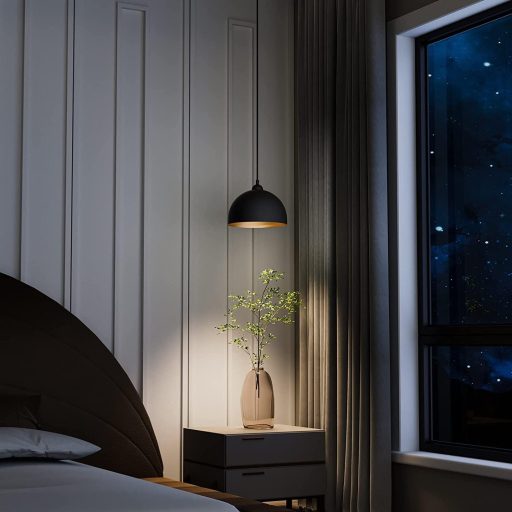 FRIDEKO HOME Lampă de tavan industrială semicirculară 30cm Neagră E27 Pendul Vintage