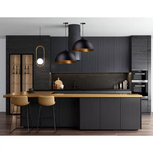 FRIDEKO HOME Lampă de tavan industrială semicirculară 30cm Neagră E27 Pendul Vintage