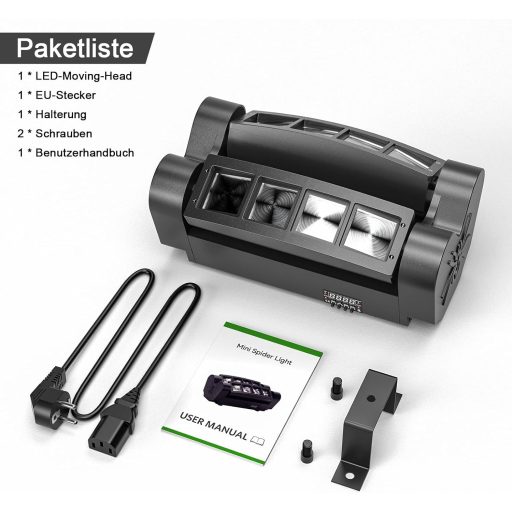 U'King Spider Moving Head 8x10W RGBW LED Fénysugár DMX Diszkó Színpadi Lámpa