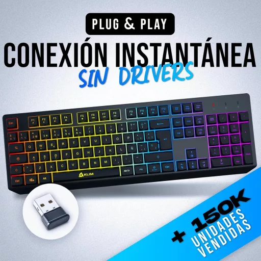 KLIM Chroma Wireless Gamer Billentyűzet RGB Világítással PC Mac PS4