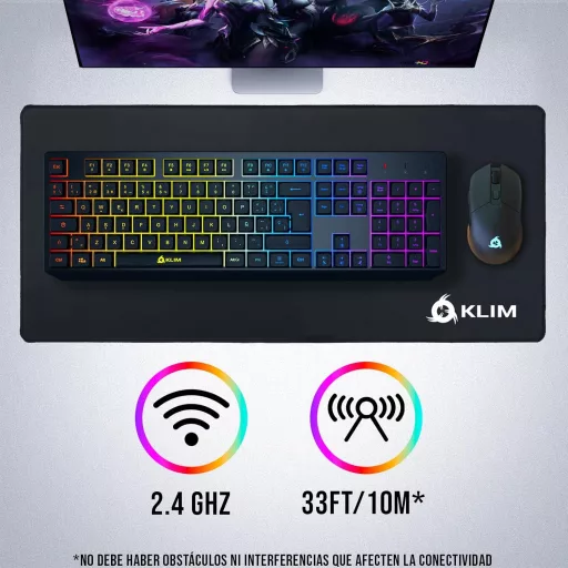 Tastatură Gaming Wireless KLIM Chroma cu Iluminare RGB pentru PC, Mac, PS4