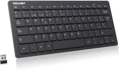 TeckNet Tastatură Mini Wireless Ultra-Subțire, layout Spaniol, pentru PC și Smart TV