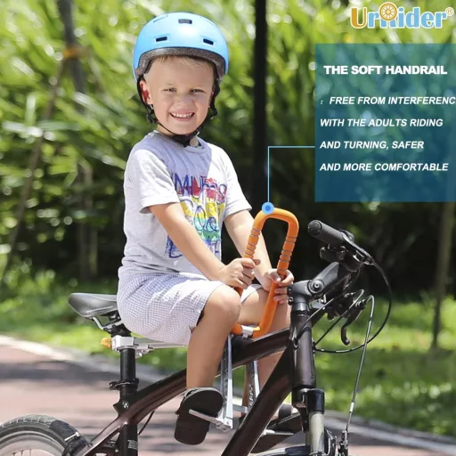 UrRider Összecsukható Gyerek Kerékpár Ülés Elöl, Könnyű Hordható, Gyors Kioldás, 2-6 Éves