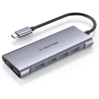   Lention USB-C Multiport Adapter s 4K HDMI výstupom, 4 USB 3.0 portami, dokovacia stanica kompatibilná s MacBook Pro/Air, Dell XPS, 100W nabíjanie - Vesmírna sivá