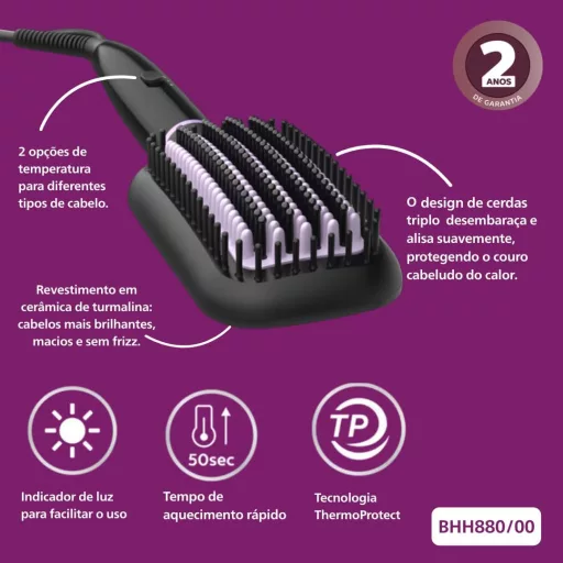 Philips BHH880/00 Hajegyenesítő Kefe Fekete-Rózsaszín 200°C Hőfokozattal - White/Opulent Garden, BHH880/00