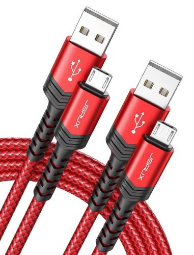 JSAUX 2 darab, 2 méteres, USB-A-Micro USB gyorstöltő kábel(piros)