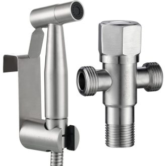   Tecmolog rozsdamentes acél hordozható bidé csap WC-hez állvánnyal és 1.2m csővel