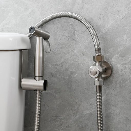 Tecmolog rozsdamentes acél hordozható bidé csap WC-hez állvánnyal és 1.2m csővel