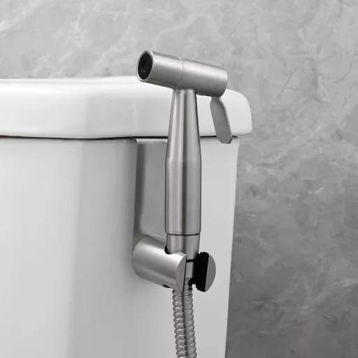 Tecmolog rozsdamentes acél hordozható bidé csap WC-hez állvánnyal és 1.2m csővel