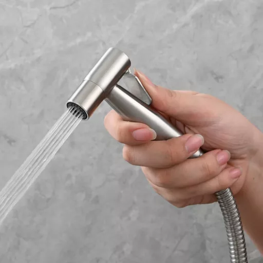 Tecmolog rozsdamentes acél hordozható bidé csap WC-hez állvánnyal és 1.2m csővel