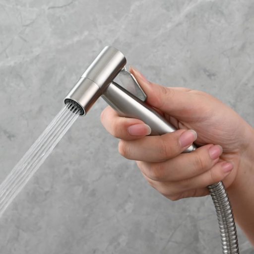 Tecmolog rozsdamentes acél hordozható bidé csap WC-hez állvánnyal és 1.2m csővel