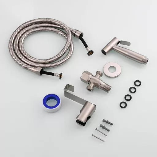 Tecmolog rozsdamentes acél hordozható bidé csap WC-hez állvánnyal és 1.2m csővel