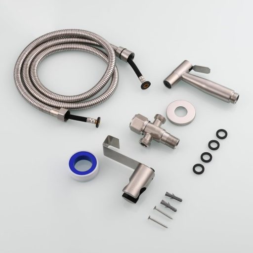 Tecmolog rozsdamentes acél hordozható bidé csap WC-hez állvánnyal és 1.2m csővel