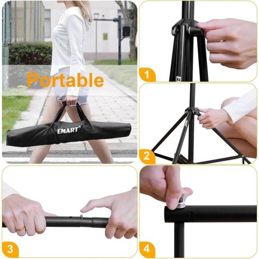 EMART Fotó Háttérállvány 2,6x3m - Állítható Fotóstúdió Rendszer Hordtáskával és 2 Homokzsákkal Portré és Videó Fotózáshoz