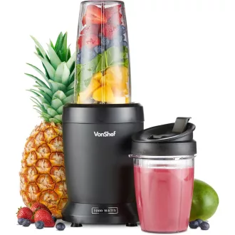   VonShef Személyi Turmixgép 1000W - Multifunkciós Smoothie Készítő Gyümölcsökhöz, Zöldségekhez, Jégzúzásra - 800ml és 500ml Hordozható Pohara