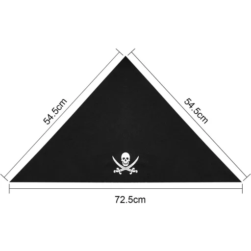 Bandane Negre de Pirat Blulu, 12 bucăți - Baticuri Căpitan Pirat pentru Costume, Halloween și Petreceri pentru Copii, 21,5 x 21,5 x 28,5 cm
