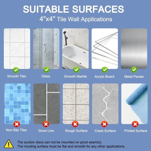 Nethinking Mâner cu Ventuze, 30 cm - Bară de Siguranță pentru Baie, pentru Vârstnici și Copii - Balustradă Portabilă Antialunecare ABS A