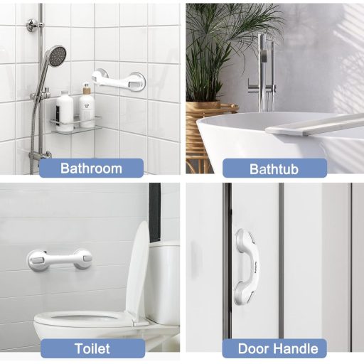 Nethinking Mâner cu Ventuze, 30 cm - Bară de Siguranță pentru Baie, pentru Vârstnici și Copii - Balustradă Portabilă Antialunecare ABS A