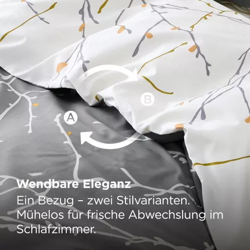 Bedsure Pamut Ágyneműhuzat 155x220 cm Szürke Gallyos Mintás 3 Részes Garnitúra